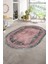 Dijital Kaymaz Yıkanabilir Çerçeveli Oval Yolluk Mutfak Salon Halısı, N-O-Çerçeveli-14-Pembe, 2