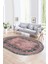 Dijital Kaymaz Yıkanabilir Çerçeveli Oval Yolluk Mutfak Salon Halısı, N-O-Çerçeveli-14-Pembe, 5