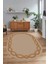 Dijital Kaymaz Yıkanabilir Çerçeveli Oval Yolluk Mutfak Salon Halısı, N-O-Çerçeveli-49-Bej, 4