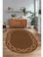 Dijital Kaymaz Yıkanabilir Çerçeveli Oval Yolluk Mutfak Salon Halısı, N-O-Çerçeveli-49-Kahve, 4