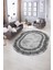 Dijital Kaymaz Yıkanabilir Çerçeveli Oval Yolluk Mutfak Salon Halısı, N-O-Çerçeveli-05-Gri, 1