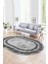 Dijital Kaymaz Yıkanabilir Çerçeveli Oval Yolluk Mutfak Salon Halısı, N-O-Çerçeveli-05-Gri, 5