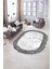Dijital Kaymaz Yıkanabilir Çerçeveli Oval Yolluk Mutfak Salon Halısı, N-O-Çerçeveli-06-Gri, 1