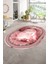 Dijital Kaymaz Yıkanabilir Çerçeveli Oval Yolluk Mutfak Salon Halısı, N-O-Çerçeveli-25-Pembe, 2