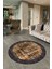 Dijital Kaymaz Yıkanabilir Çerçeveli Desen Yuvarlak Mutfak Salon Halısı, N-Y-Çerçeveli-16-Turuncu, 3