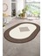 Dijital Kaymaz Yıkanabilir Çerçeveli Oval Yolluk Mutfak Salon Halısı, N-O-Çerçeveli-01-Kahve, 2