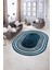 Dijital Kaymaz Yıkanabilir Çerçeveli Oval Yolluk Mutfak Salon Halısı, N-O-Çerçeveli-08-Mavi, 1