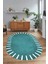 Dijital Kaymaz Yıkanabilir Çerçeveli Oval Yolluk Mutfak Salon Halısı, N-O-Çerçeveli-40-Mavi, 4