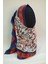 Ekru Kırmızı Lacivert Medine Ipek Eşarp Şal 5