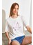 Kadın Kuş Işlemeli Basic Tshirt 5