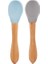 Silikon Mama Kaşığı 2li Bambu Saplı 9+ Ay Mineral Blue - Powder Grey 1