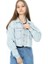 Kız Çocuk Parlak Taşlı Oversize Crop Kot Ceket 2