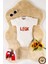 Unisex Özel Tasarım Organik Pamuklu Look Ayıcık Baskılı 3-6-9-12 Ay Bebek Body Ekru Badi Zıbın 1