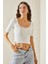 Beyaz Kare Yaka Triko Bluz 5YXK2-48499-01 2