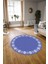Dijital Kaymaz Yıkanabilir Jüt-Hasır Desen Yuvarlak Yolluk Mutfak Salon Halısı, N-Y-Jüt-15-Mavi, 2