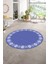 Dijital Kaymaz Yıkanabilir Jüt-Hasır Desen Yuvarlak Yolluk Mutfak Salon Halısı, N-Y-Jüt-15-Mavi, 5