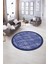 Dijital Kaymaz Yıkanabilir Jüt-Hasır Desen Yuvarlak Yolluk Mutfak Salon Halısı, N-Y-Jüt-16-Mavi, 4