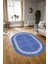 Dijital Kaymaz Yıkanabilir Jüt-Hasır Desen Oval Yolluk Mutfak Salon Halısı, N-O-Jüt-04-Mavi, 2