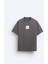 Bisiklet Yaka Syzygy Yazılı Oversize Füme Erkek T-Shirt 1