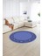 Dijital Kaymaz Yıkanabilir Jüt-Hasır Desen Yuvarlak Yolluk Mutfak Salon Halısı, N-Y-Jüt-19-Mavi, 1