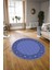 Dijital Kaymaz Yıkanabilir Jüt-Hasır Desen Yuvarlak Yolluk Mutfak Salon Halısı, N-Y-Jüt-19-Mavi, 2