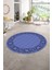 Dijital Kaymaz Yıkanabilir Jüt-Hasır Desen Yuvarlak Yolluk Mutfak Salon Halısı, N-Y-Jüt-19-Mavi, 5