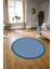 Dijital Kaymaz Yıkanabilir Jüt-Hasır Desen Yuvarlak Yolluk Mutfak Salon Halısı, N-Y-Jüt-03-Mavi, 2