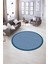 Dijital Kaymaz Yıkanabilir Jüt-Hasır Desen Yuvarlak Yolluk Mutfak Salon Halısı, N-Y-Jüt-03-Mavi, 4