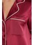 Saten Biyeli Pijama Şort Takımı Bordo 1205 3