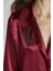 6965 Altılı Saten Gecelik Sabahlık Takımı Bordo 3