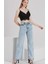 Alaska Yüksek Bel Bol Paça Denim Palazzo Kot Pantolon 1