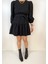Kadın Siyah Volanlı Mini Elbise 2