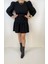 Kadın Siyah Volanlı Mini Elbise 4