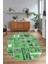 Dijital Kaymaz Yıkanabilir Patchwork Oval Yolluk Mutfak Salon Halısı, N-O-Patchwork-11-Yeşil, 3