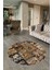 Dijital Kaymaz Yıkanabilir Patchwork Yuvarlak Balkon Mutfak Salon Halısı, N-Y-Patchwork-12-Kahve, 2