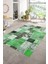 Dijital Baskı Kaymaz Taban Yıkanabilir Patchwork Yolluk Mutfak Salon Halısı, N-Patchwork-03-Yeşil, 1