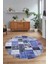 Dijital Kaymaz Yıkanabilir Patchwork Yuvarlak Balkon Mutfak Salon Halısı, N-Y-Patchwork-03-Mavi, 3