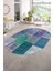 Dijital Kaymaz Yıkanabilir Patchwork Oval Yolluk Mutfak Salon Halısı, N-O-Patchwork-01-Mavi, 1
