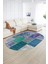 Dijital Kaymaz Yıkanabilir Patchwork Oval Yolluk Mutfak Salon Halısı, N-O-Patchwork-01-Mavi, 5
