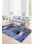 Dijital Baskı Kaymaz Taban Yıkanabilir Patchwork Yolluk Mutfak Salon Halısı, N-Patchwork-10-Mavi, 4