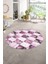 Dijital Kaymaz Yıkanabilir Patchwork Yuvarlak Balkon Mutfak Salon Halısı, N-Y-Patchwork-19-Pembe, 1