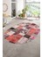 Dijital Kaymaz Yıkanabilir Patchwork Oval Yolluk Mutfak Salon Halısı, N-O-Patchwork-03-Kırmızı, 1
