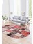 Dijital Kaymaz Yıkanabilir Patchwork Oval Yolluk Mutfak Salon Halısı, N-O-Patchwork-03-Kırmızı, 4