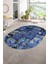 Dijital Kaymaz Yıkanabilir Patchwork Oval Yolluk Mutfak Salon Halısı, N-O-Patchwork-12-Mavi, 1