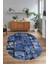 Dijital Kaymaz Yıkanabilir Patchwork Oval Yolluk Mutfak Salon Halısı, N-O-Patchwork-12-Mavi, 3