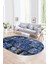 Dijital Kaymaz Yıkanabilir Patchwork Oval Yolluk Mutfak Salon Halısı, N-O-Patchwork-12-Mavi, 4