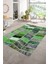 Dijital Baskı Kaymaz Taban Yıkanabilir Patchwork Yolluk Mutfak Salon Halısı, N-Patchwork-10-Yeşil, 1