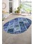Dijital Kaymaz Yıkanabilir Patchwork Oval Yolluk Mutfak Salon Halısı, N-O-Patchwork-08-Mavi, 1