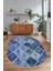 Dijital Kaymaz Yıkanabilir Patchwork Oval Yolluk Mutfak Salon Halısı, N-O-Patchwork-08-Mavi, 3
