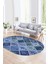 Dijital Kaymaz Yıkanabilir Patchwork Oval Yolluk Mutfak Salon Halısı, N-O-Patchwork-08-Mavi, 4